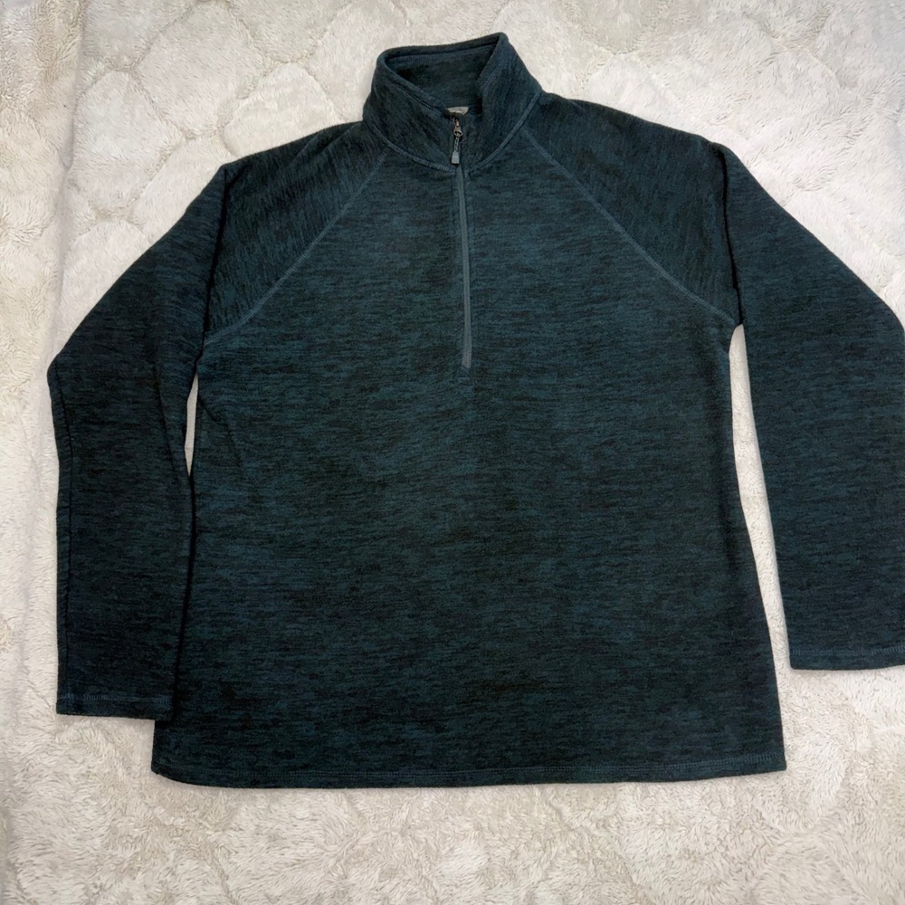 Eddie Bauer Womens L Green Heather Fleece 1/4 Zip Pullover Gorpcore Granola Girl